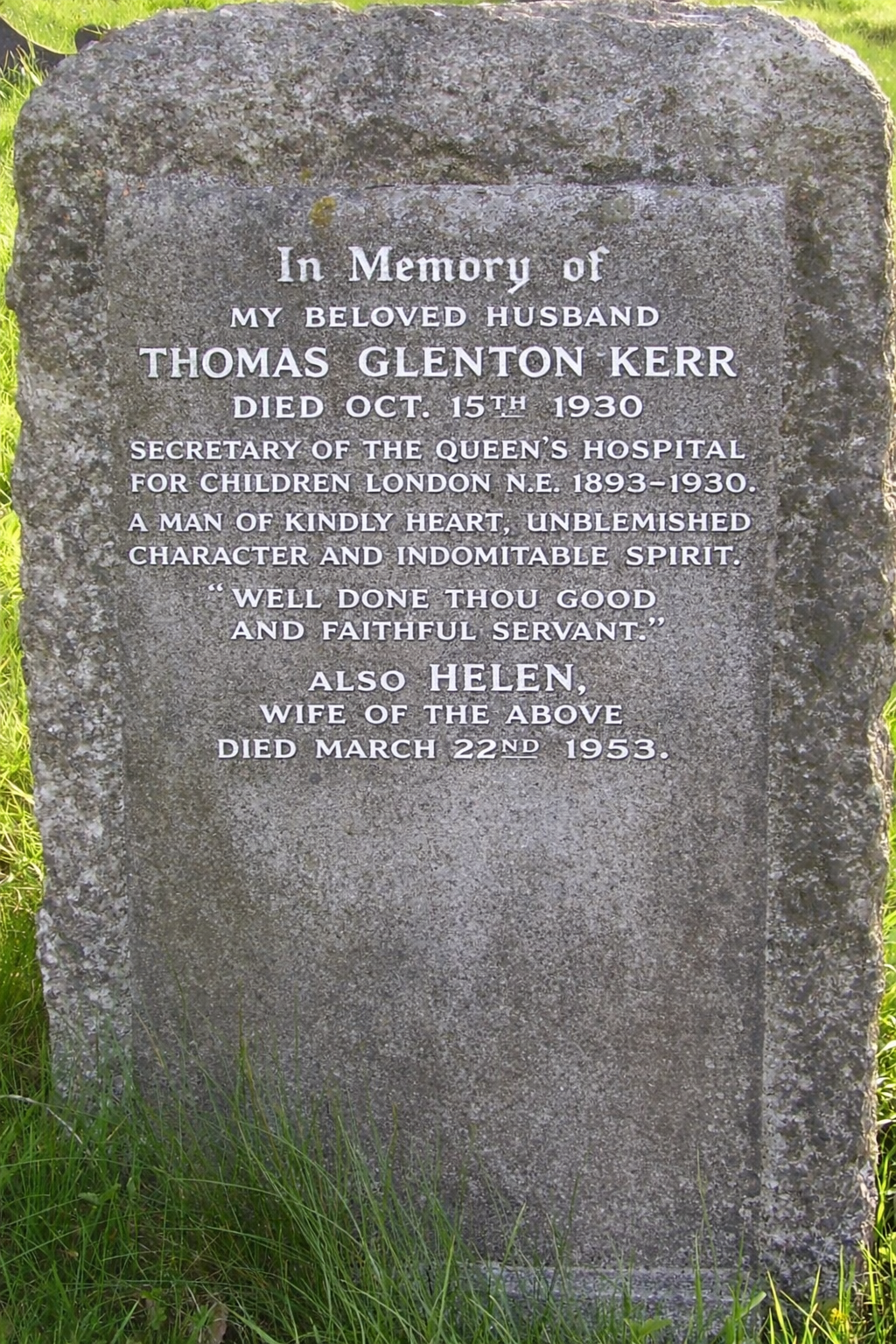 The gravestone of Thomas Glenton-Kerr