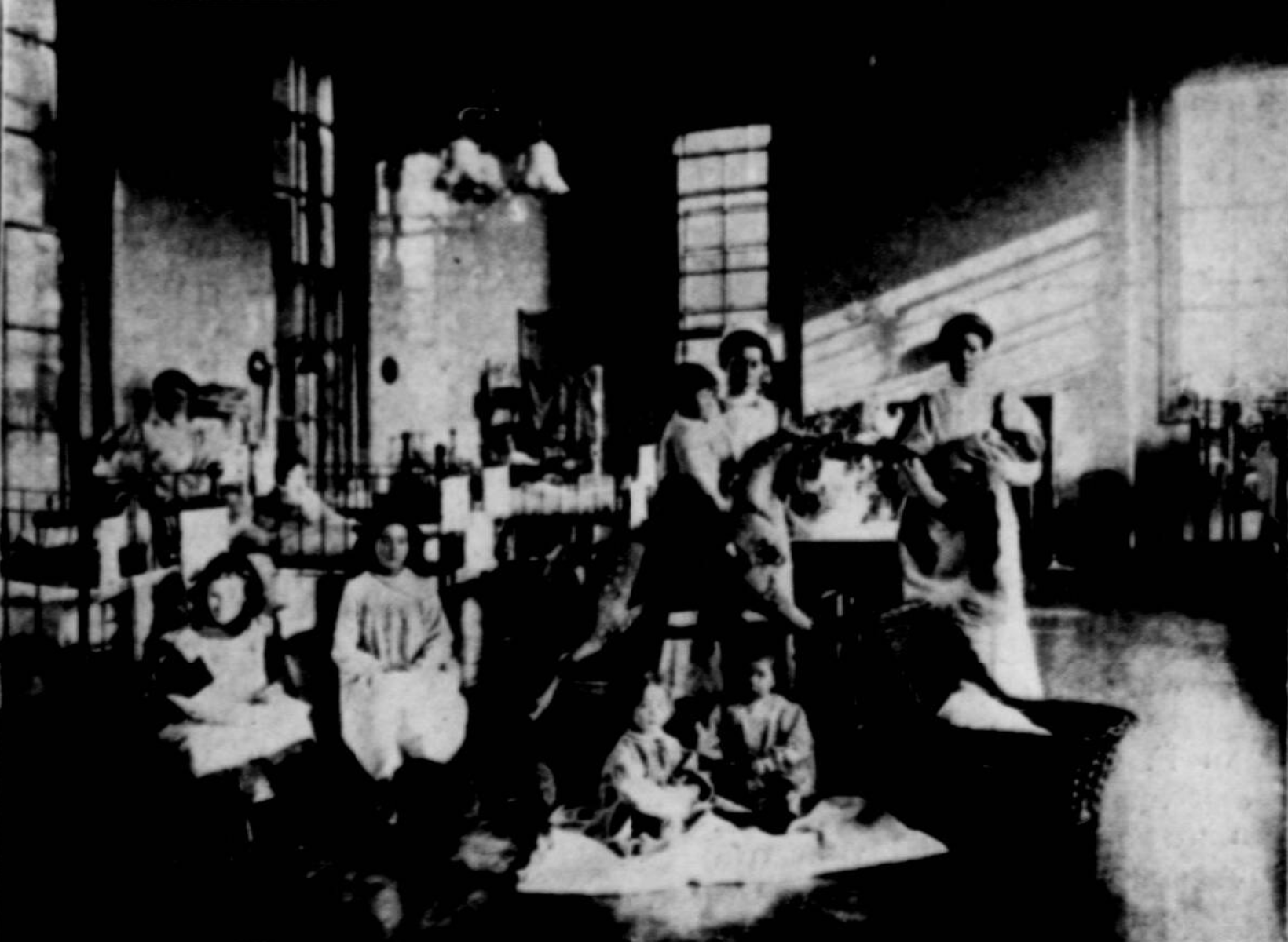 Nurses and patients at the Queen’s Hospital for Children